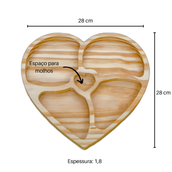 Petisqueira De Frios Queijos Carnes Madeira Coração - Image 2