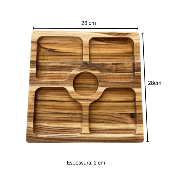 Petisqueira Quadrada de Madeira Teca Frios Queijos Carnes petiscos - Image 2