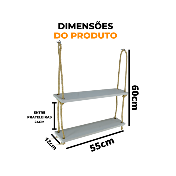 Prateleira Suspensa para decoração com Corda de sisal - Image 2