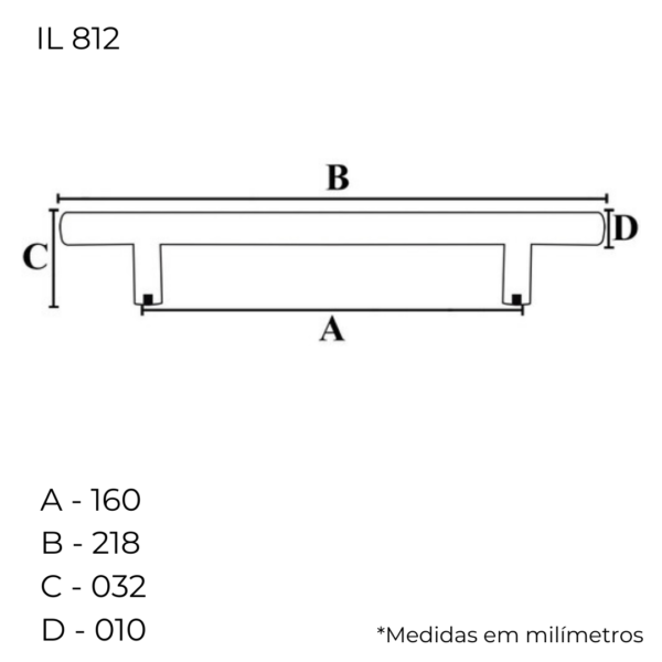 Puxador Para Móveis Cozinha Armário Italyline Il812 160mm - Image 2