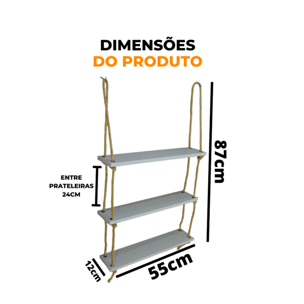 Prateleira Suspensa para decoração com Corda de sisal - Image 4