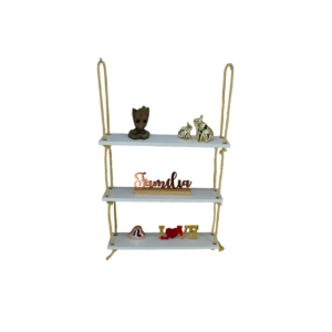Prateleira Suspensa para decoração com Corda de sisal - 3 Prateleiras