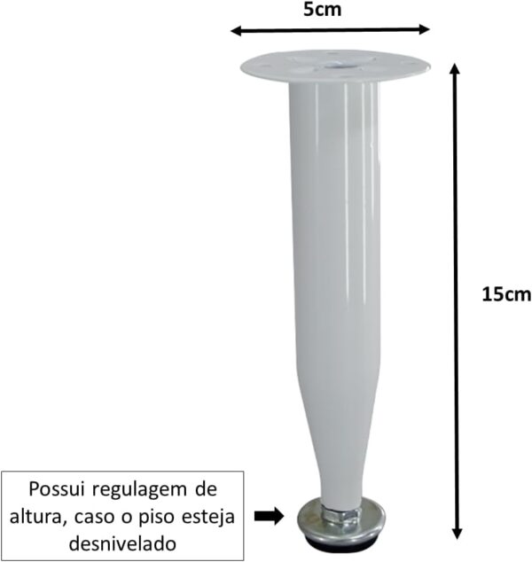 Pé Cônico Para Sofa Cama Com Regulagem Metálico 15cm - Image 2