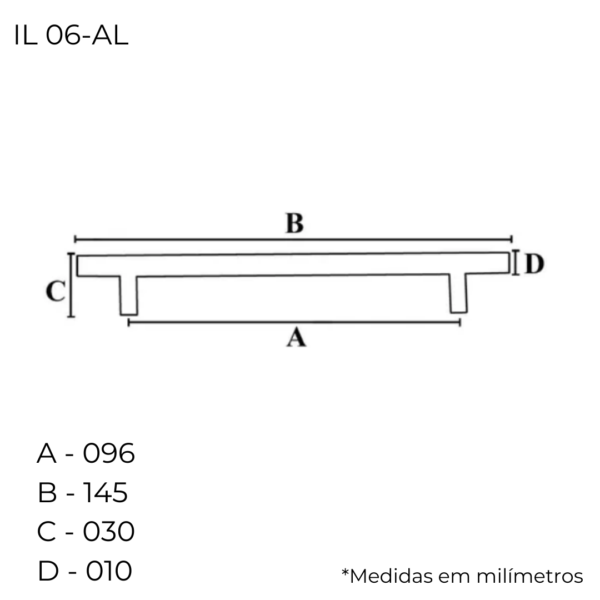 Puxador Para Móveis Cozinha Armário Italyline Il06 AL 96mm - Image 2