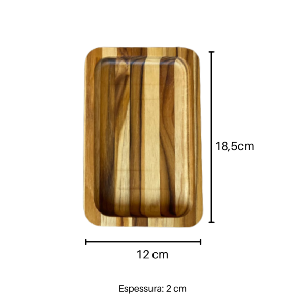 Bandeja em Madeira TECA Pequena Multiuso Petiscos e Frios - Image 2