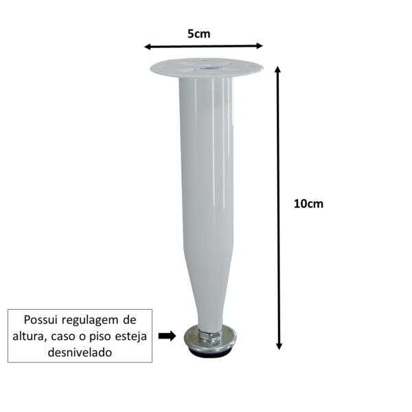 Pé Cônico Para Sofa Cama Com Regulagem Metalico 10cm - Image 2