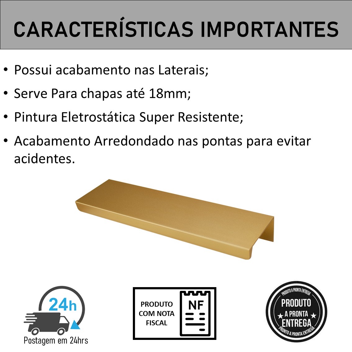 Puxador Slim Quadrado Para Móveis Armários Gavetas 128mm - Imagem 8