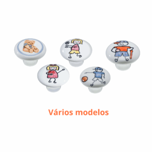 Puxador Para Móveis Botão De Cerâmica Redondo Infantil Quarto do Bebê Italy Line