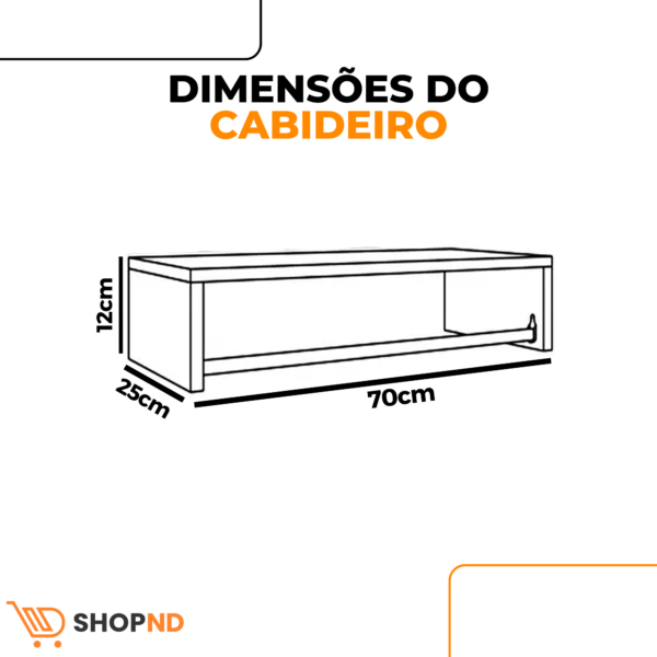 Cabideiro De Parede Mdf Arara Área De Serviço 70cm - Image 2