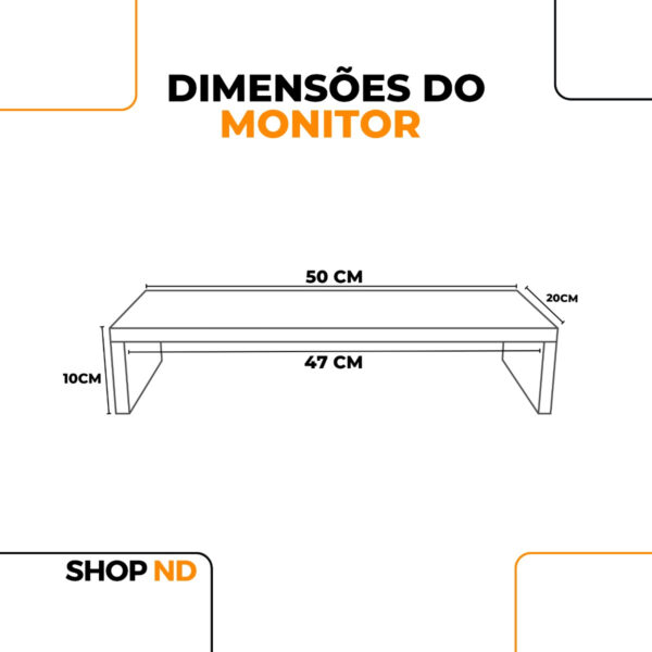 Suporte Para Computador Monitor PC Setup Gamer Mesa Organizador Home Office Ergonomico MDF 50cm - Image 2